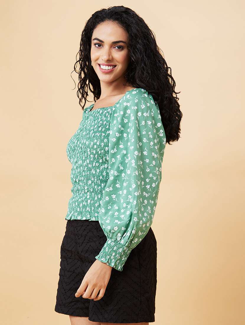 women green viscose regular top - 20171187 -  Standard Image - 1