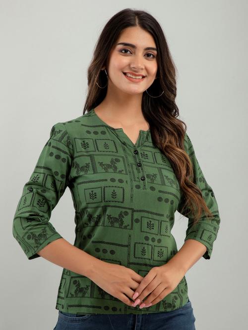 round neck printed regular top - 20171477 -  Standard Image - 0