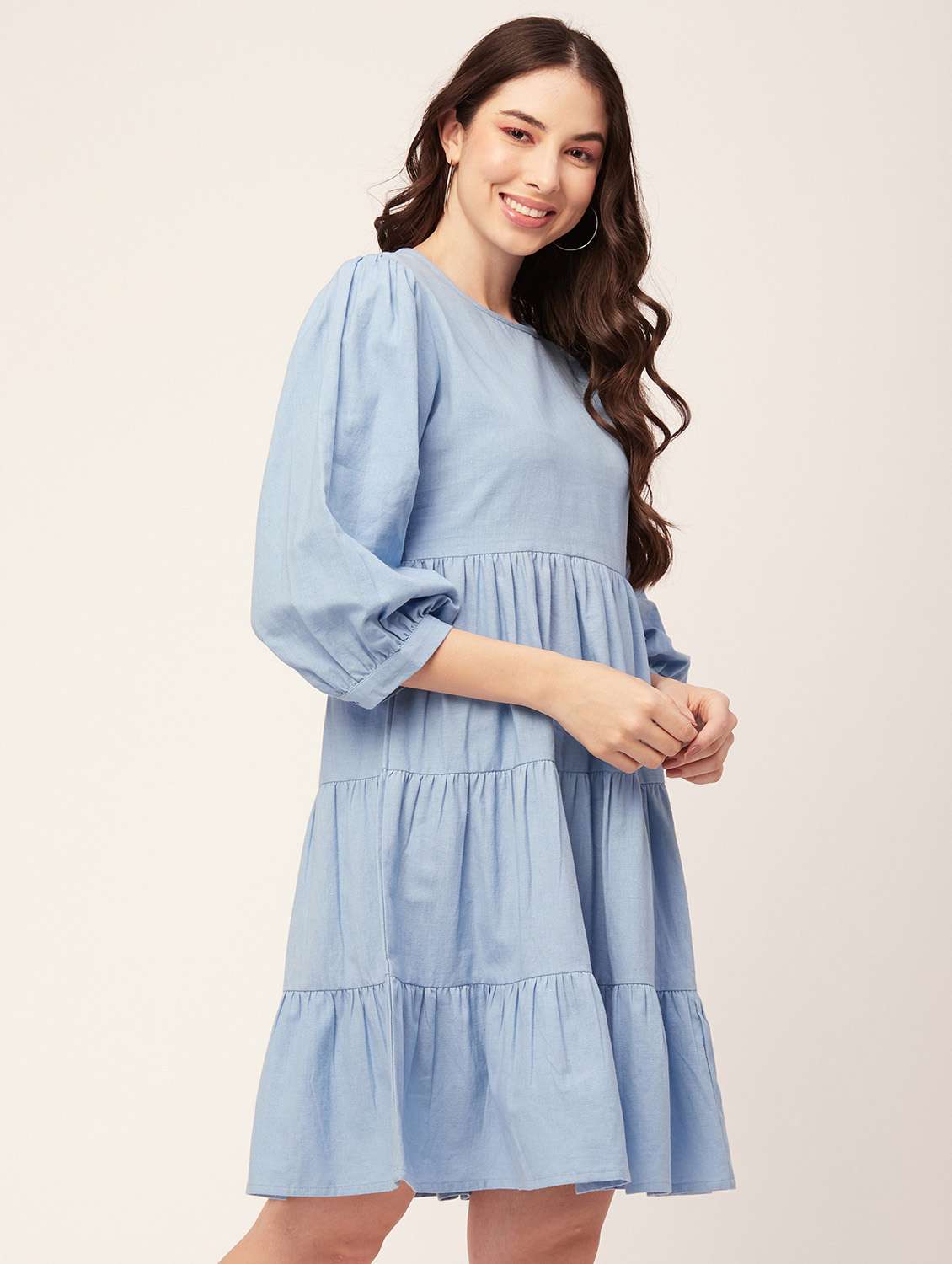women's tiered dress solid dress