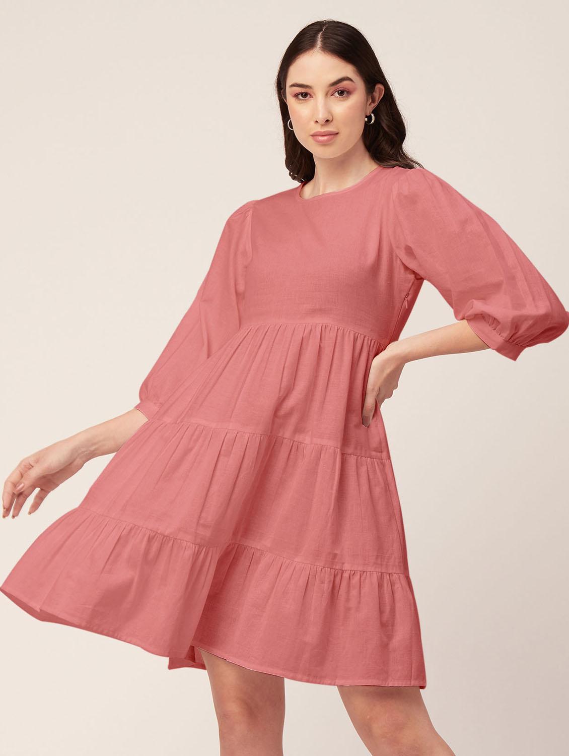 women's tiered dress solid dress - 20171730 - Standard Image - 1