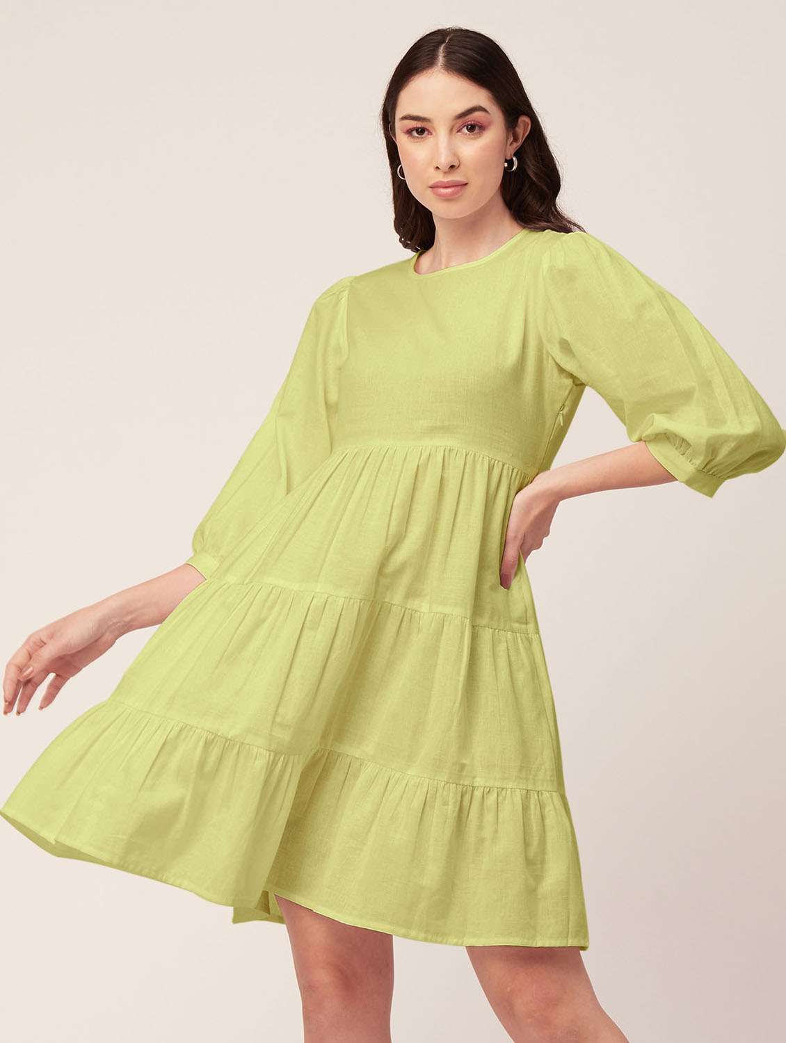 women's tiered dress solid dress - 20171732 -  Standard Image - 1