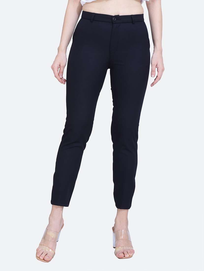 solid ankle length regular fit trouser