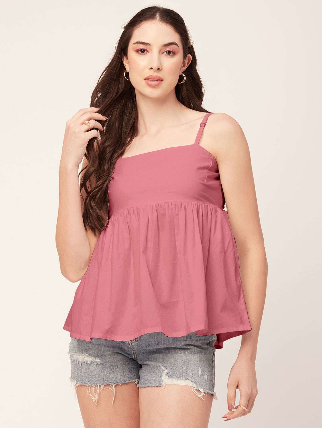 women's peplum square neck top