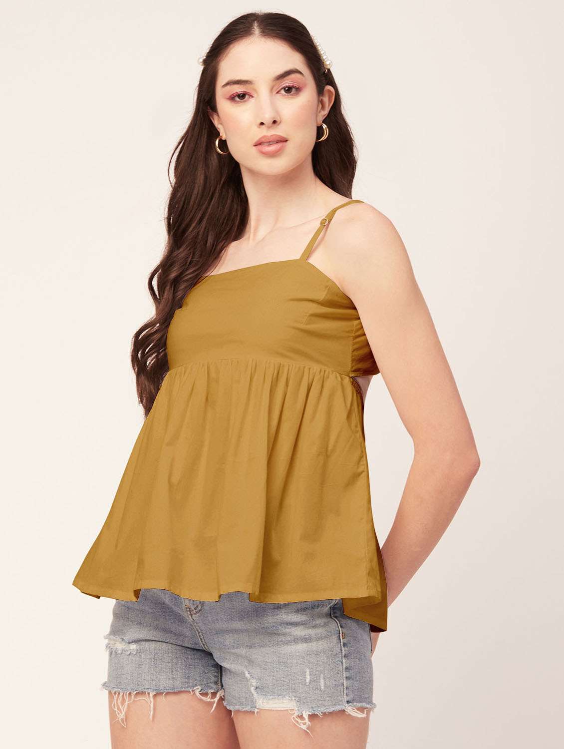 women's peplum shoulder strap top - 20172188 -  Standard Image - 1