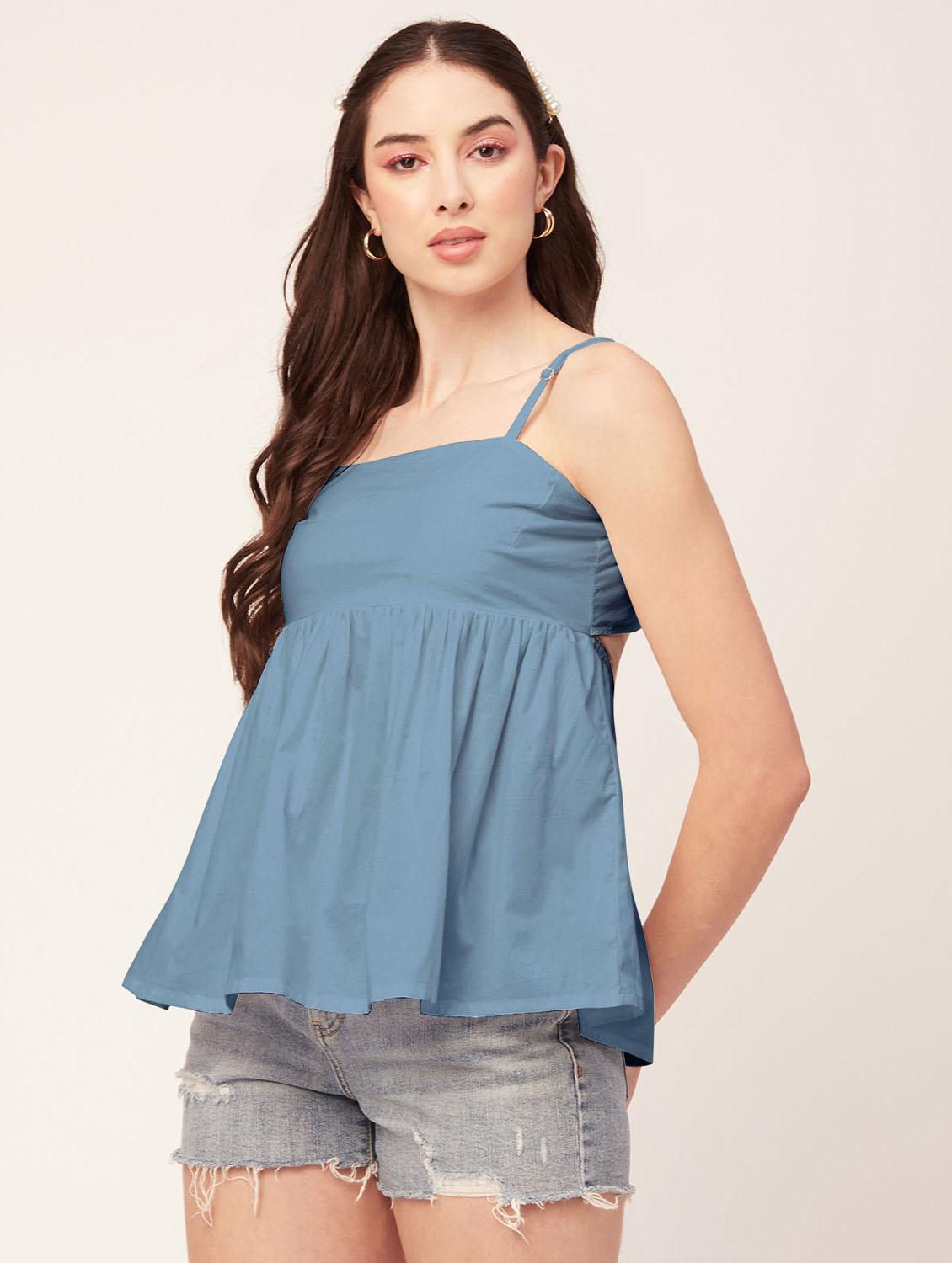 women's peplum shoulder strap top - 20172190 - Standard Image - 1