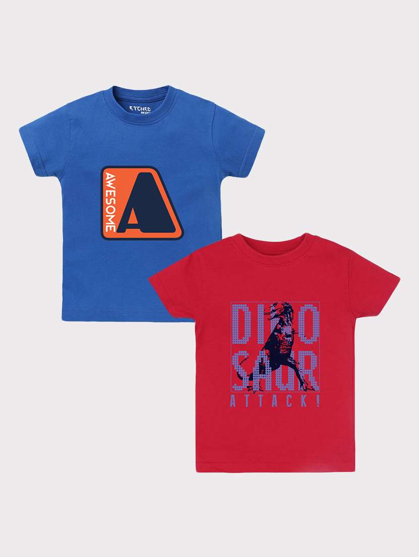 pack of 2 printed round neck t-shirt