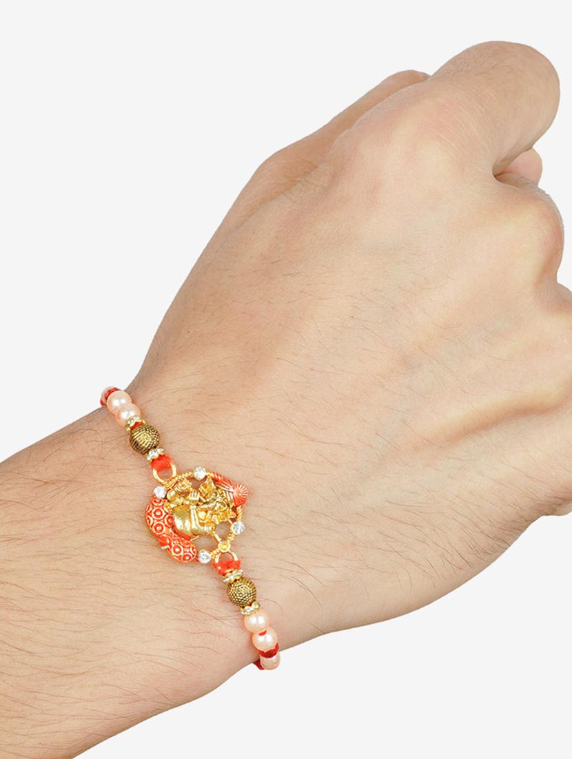 gold plated cotton mauli rakhi set - 20172704 - Standard Image - 4