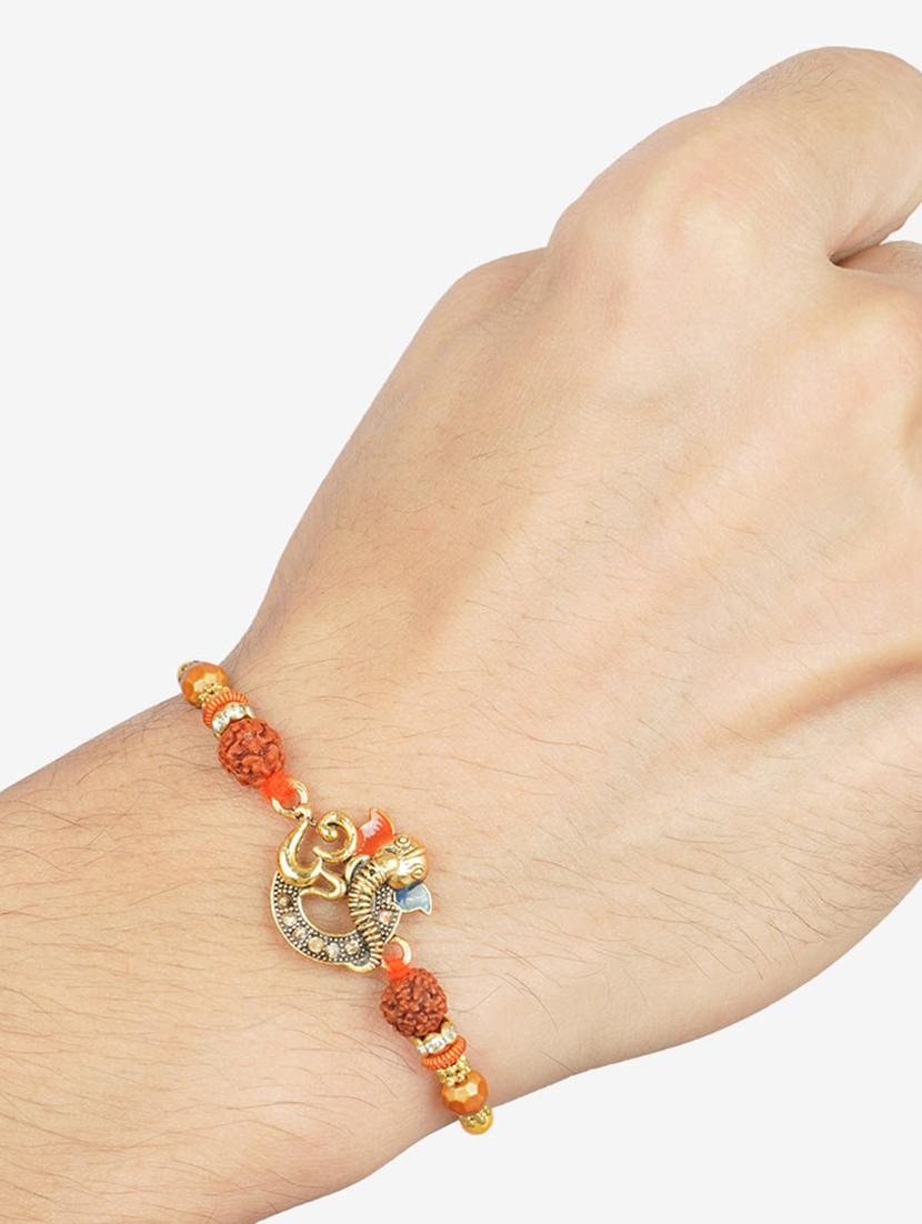gold plated cotton mauli rakhi - 20172711 - Standard Image - 4