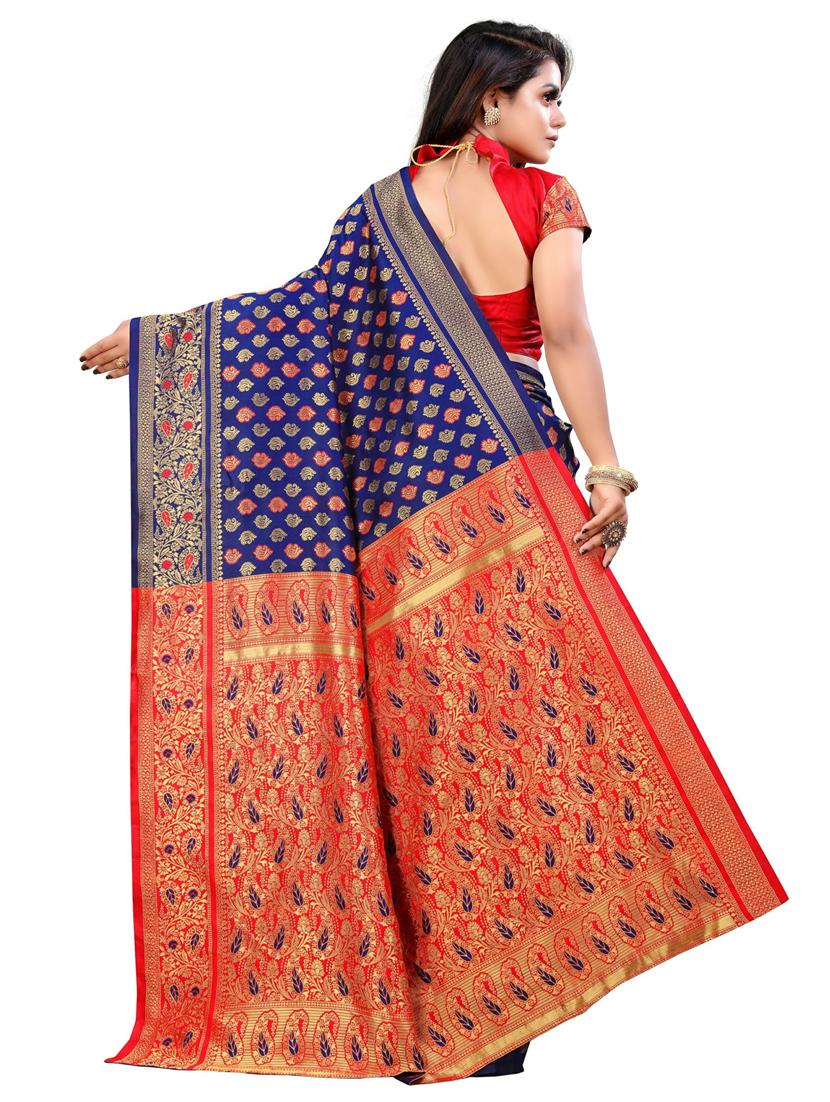 women's self design navy blue colored saree - 20173396 -  Standard Image - 1