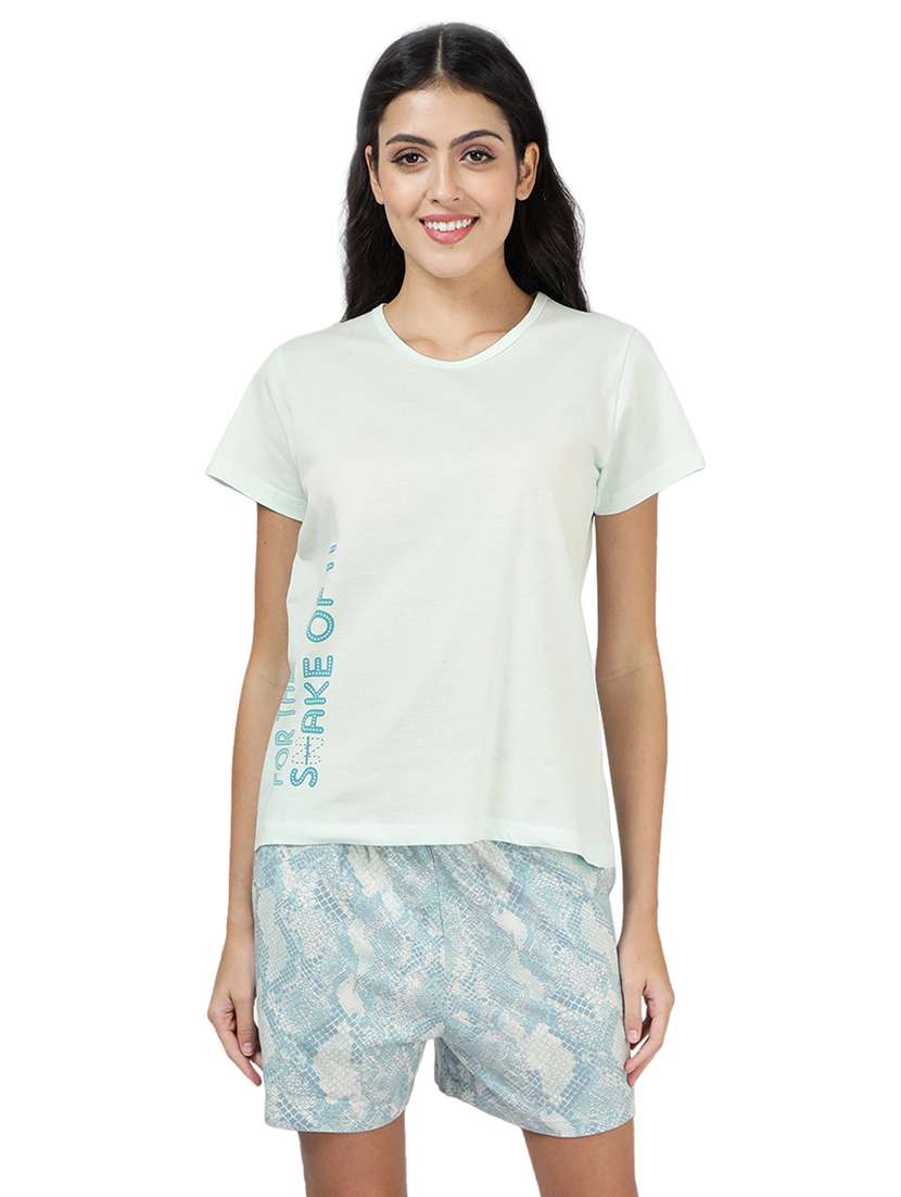 printed top & shorts nightwear set 