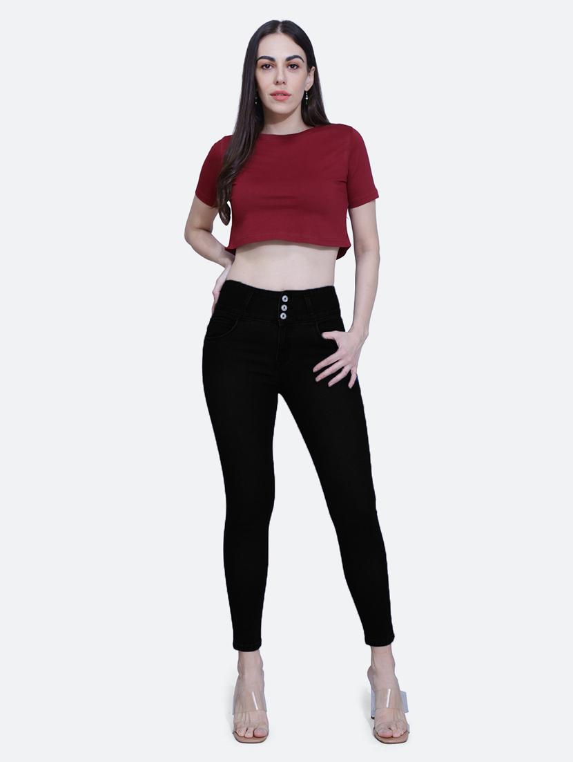 solid high rise jeans - 20173615 - Standard Image - 4