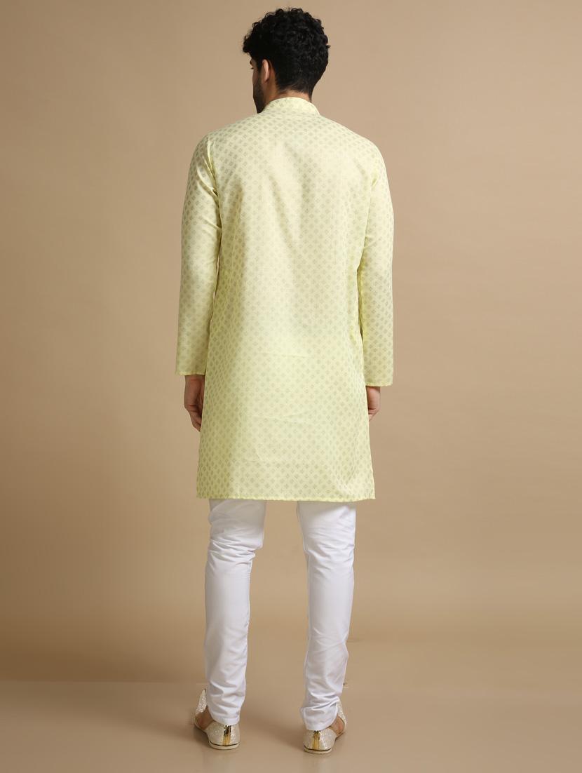 lemon yellow cotton kurta pyjama ethnic wear set - 20173933 - Standard Image - 4