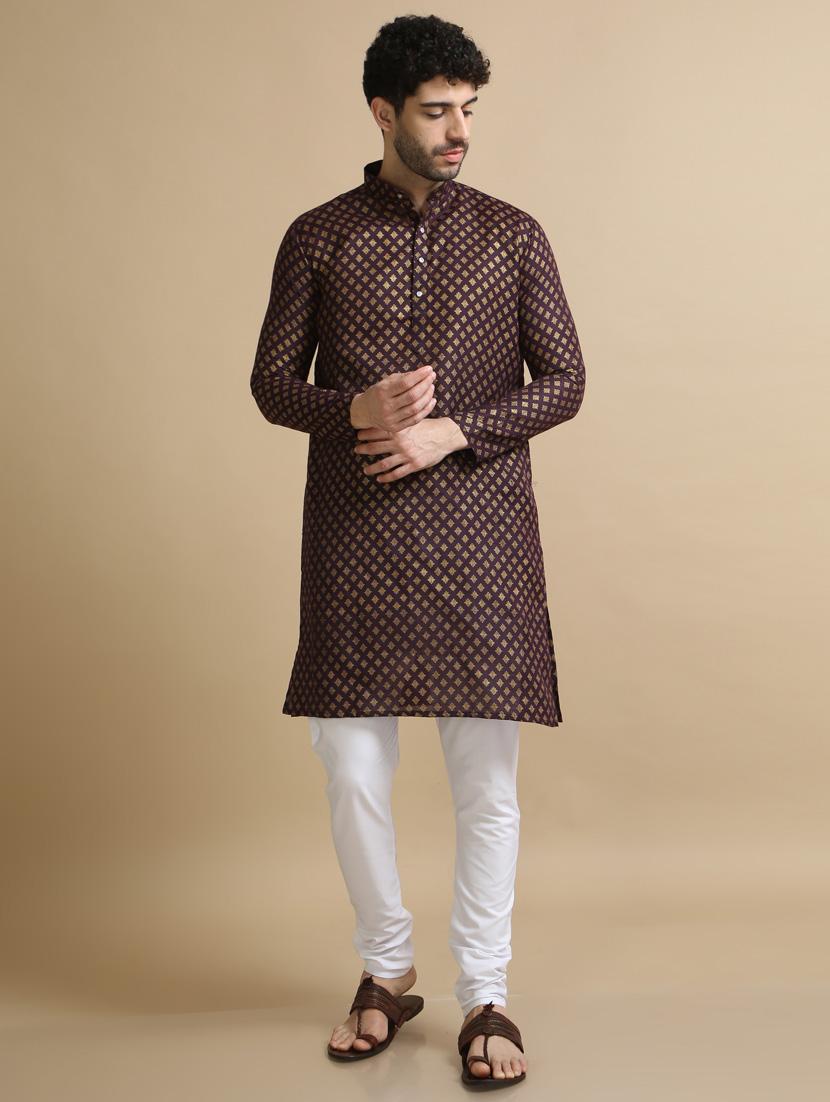 foil printed cotton kurta pyjama - 20174116 - Standard Image - 1