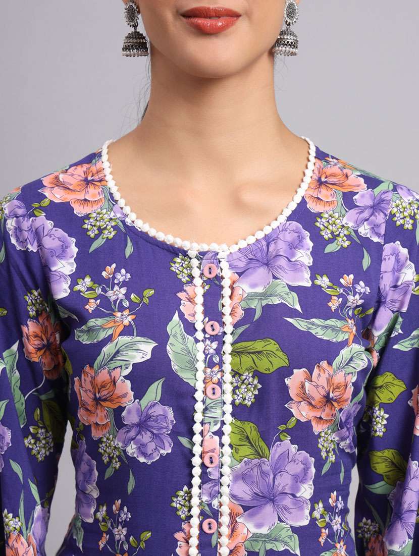 women printed kurta palazzo set  - 20174138 -  Standard Image - 4