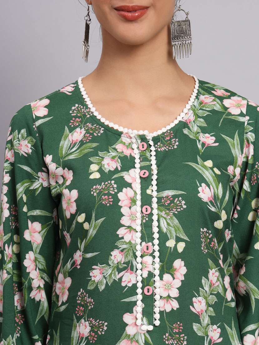 women printed kurta palazzo set  - 20174140 -  Standard Image - 4