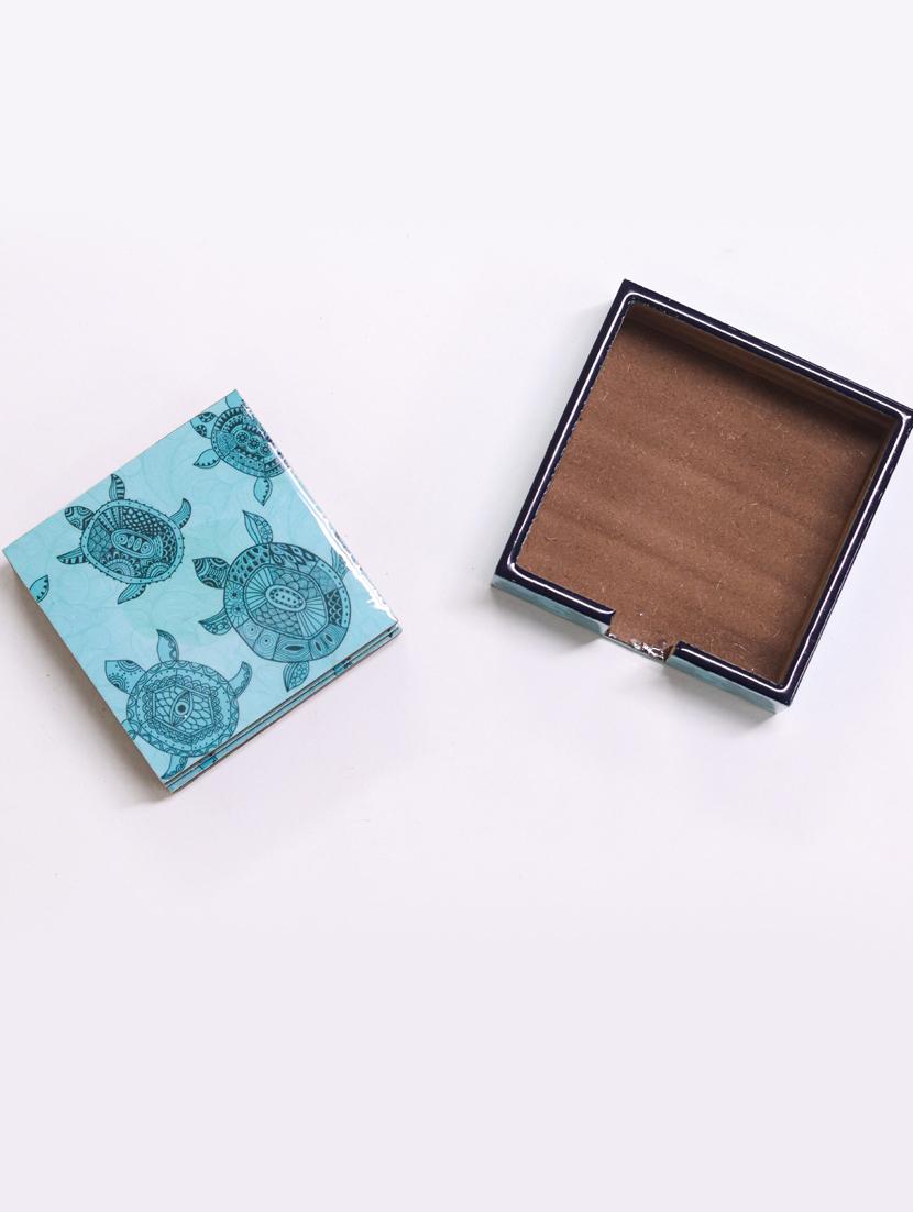 exquisite mdf coasters set of 6 with elegant wooden case - ambbi collections" - 20174327 - Standard Image - 4