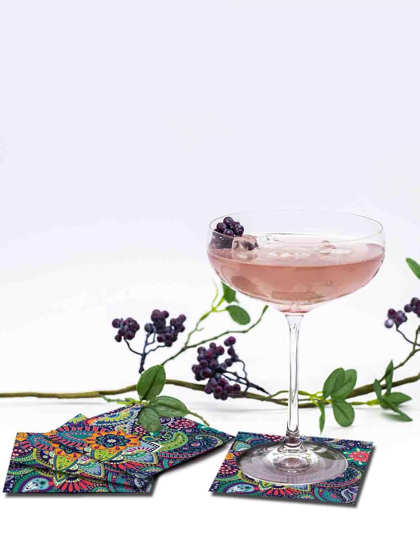 exquisite mdf coasters set of 6 with elegant wooden case - ambbi collections" - 20174329 -  Standard Image - 1