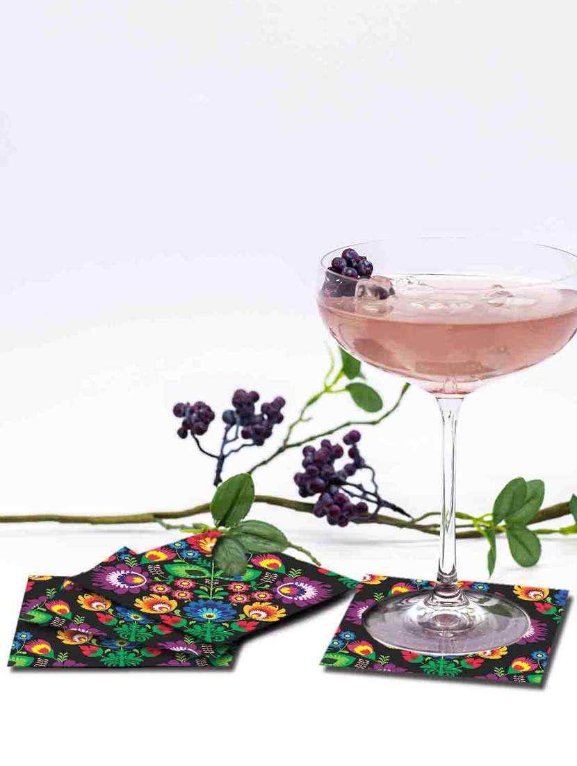 exquisite mdf coasters set of 6 with elegant wooden case - ambbi collections" - 20174331 -  Standard Image - 1