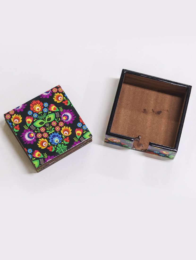 exquisite mdf coasters set of 6 with elegant wooden case - ambbi collections" - 20174331 -  Standard Image - 4