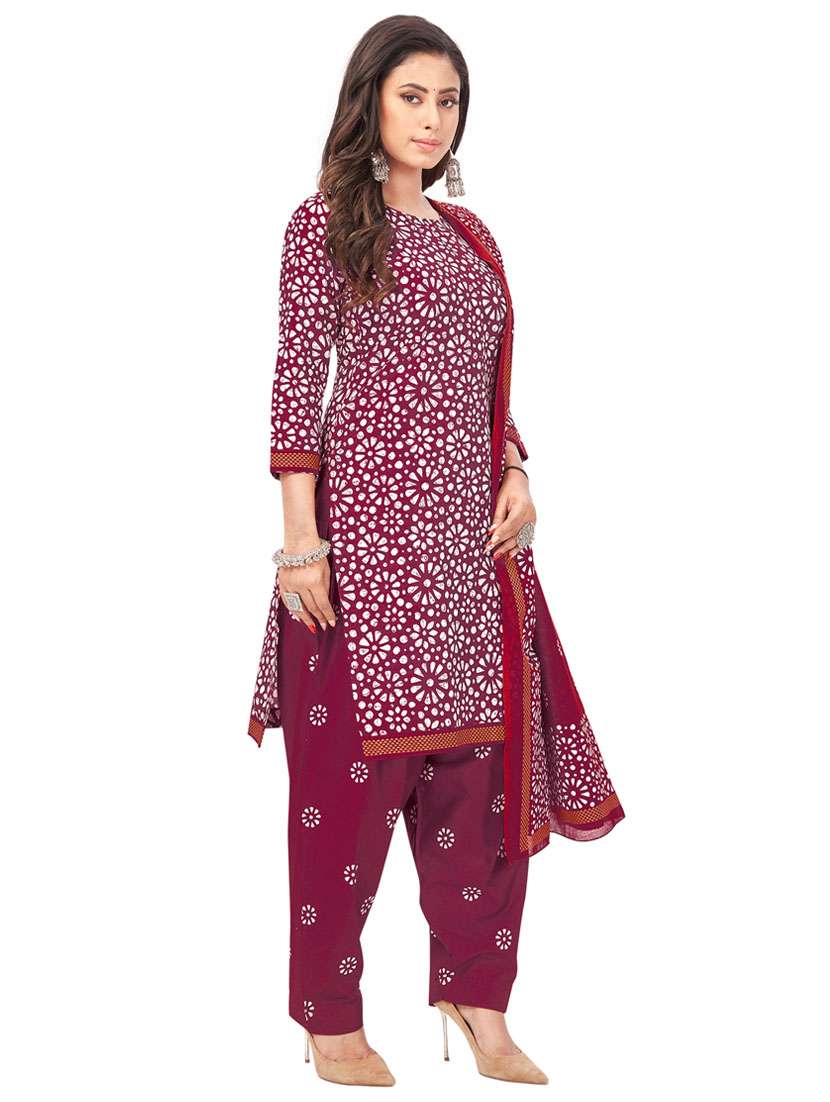 printed unstitched patiyala suit set - 20174425 -  Standard Image - 1