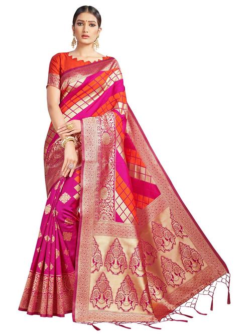 self design banarasi saree with blouse - 20175493 -  Standard Image - 0