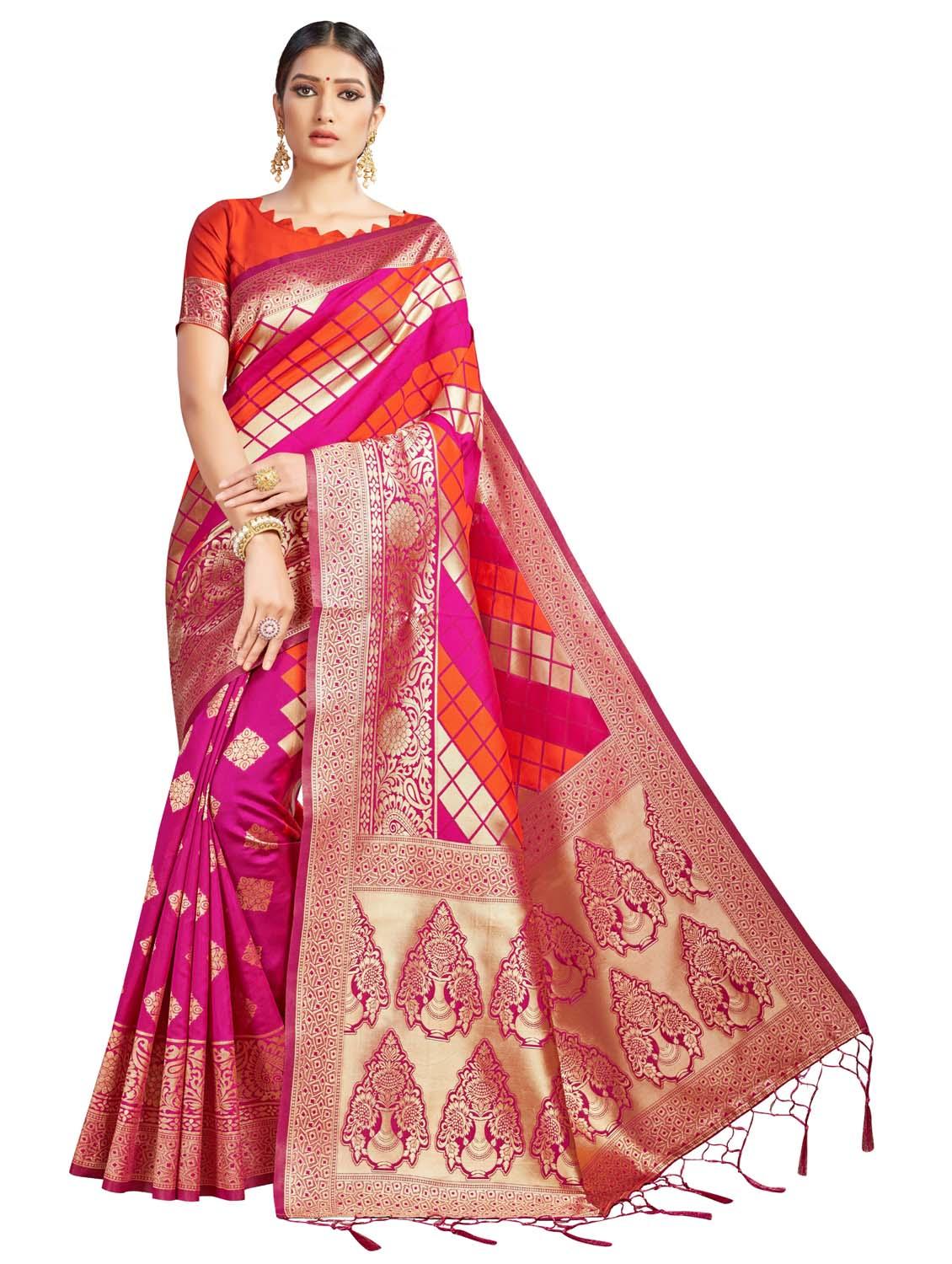 self design banarasi saree with blouse - 20175493 -  Zoom Image - 0