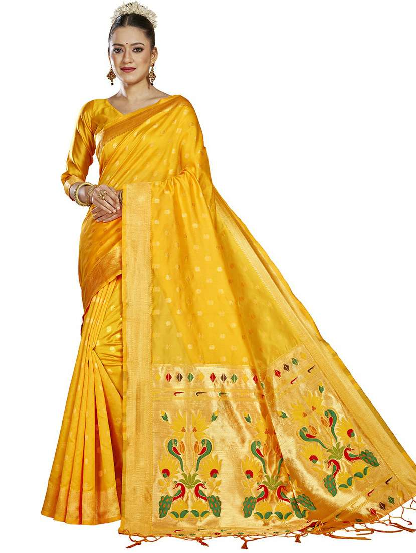 women's self design yellow colored saree with blouse - 20175629 -  Standard Image - 1