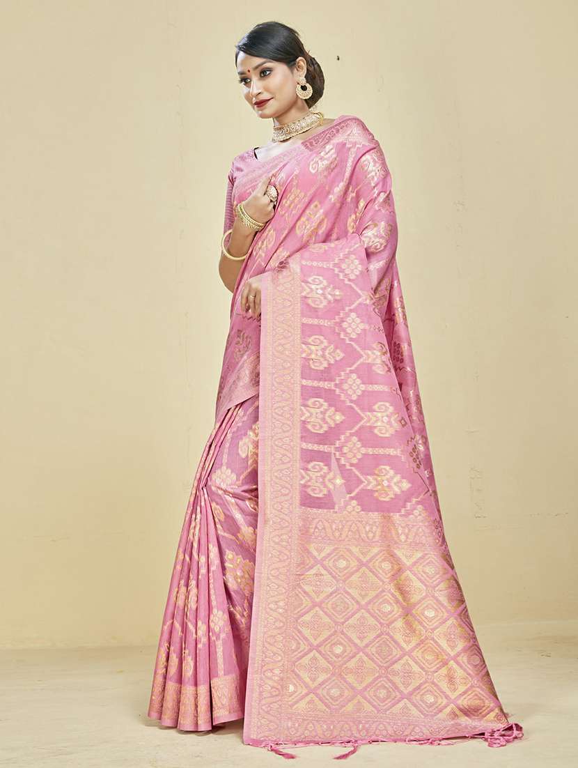 women's self design pink colored saree with blouse - 20175639 - Standard Image - 1