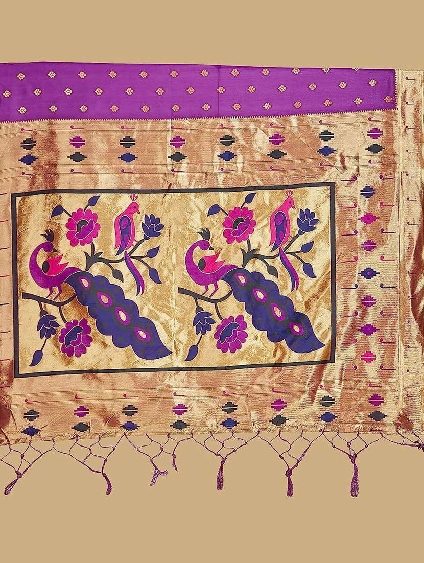 purple self design paithani saree with blouse - 20175646 -  Standard Image - 4