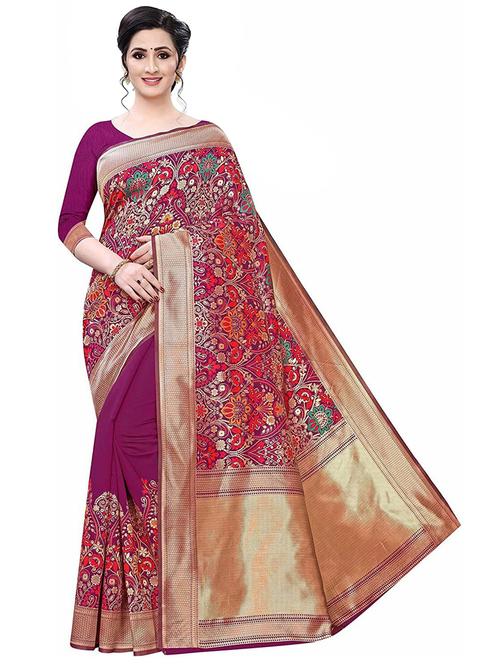women's self design magenta colored saree with blouse - 20175659 - Standard Image - 0