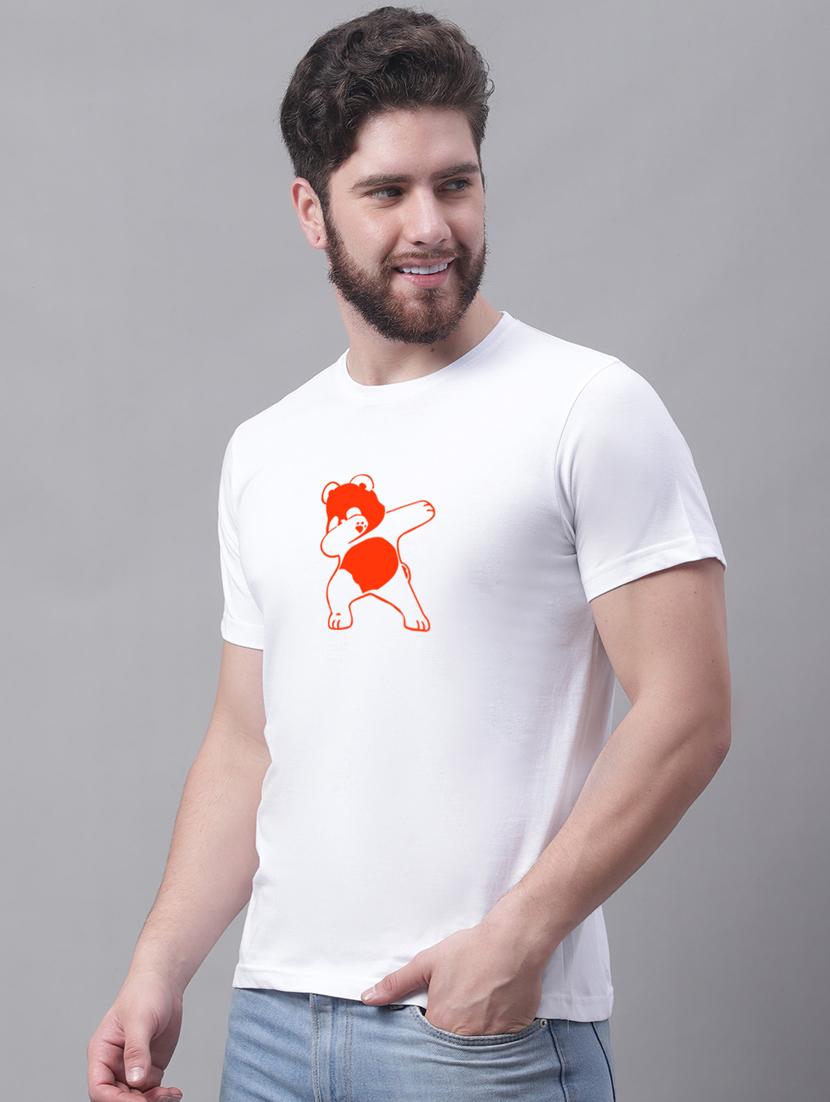 white printed round neck t-shirt - 20178267 - Standard Image - 1