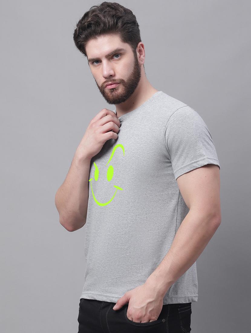 grey printed round neck t-shirt - 20178275 - Standard Image - 1