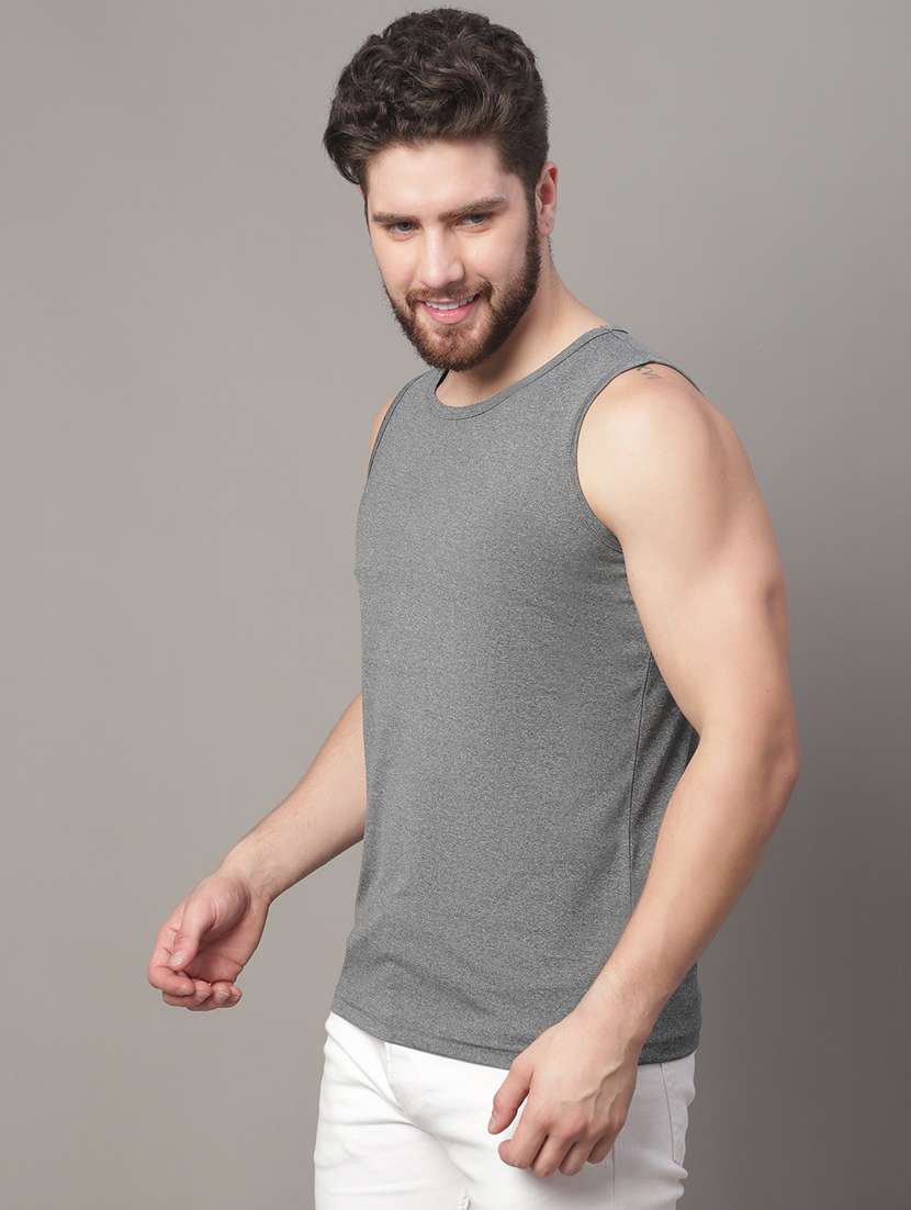 round neck solid vest - 20178445 -  Standard Image - 1