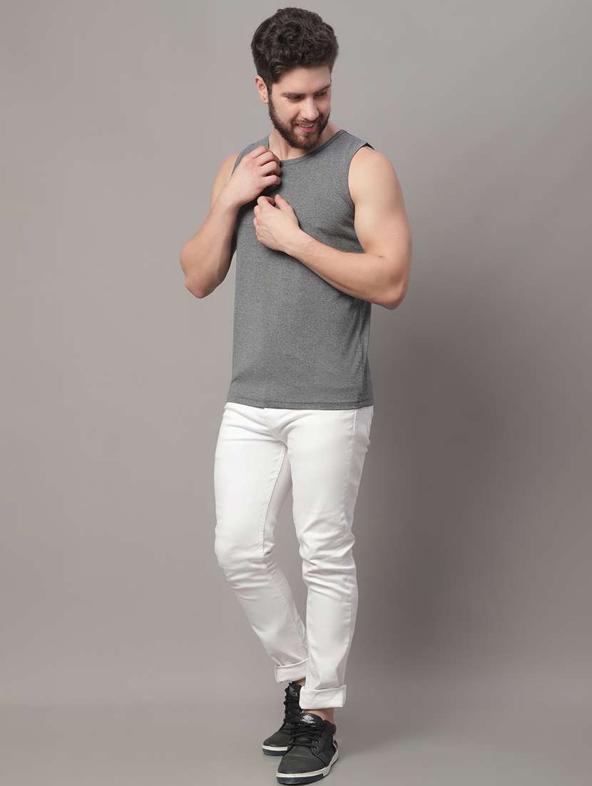 round neck solid vest - 20178445 - Standard Image - 4