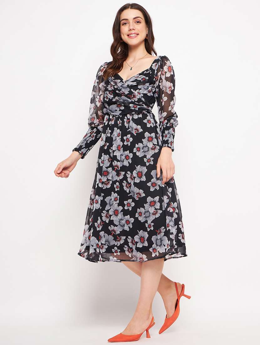 women's fit & flare floral dress - 20178540 -  Standard Image - 1