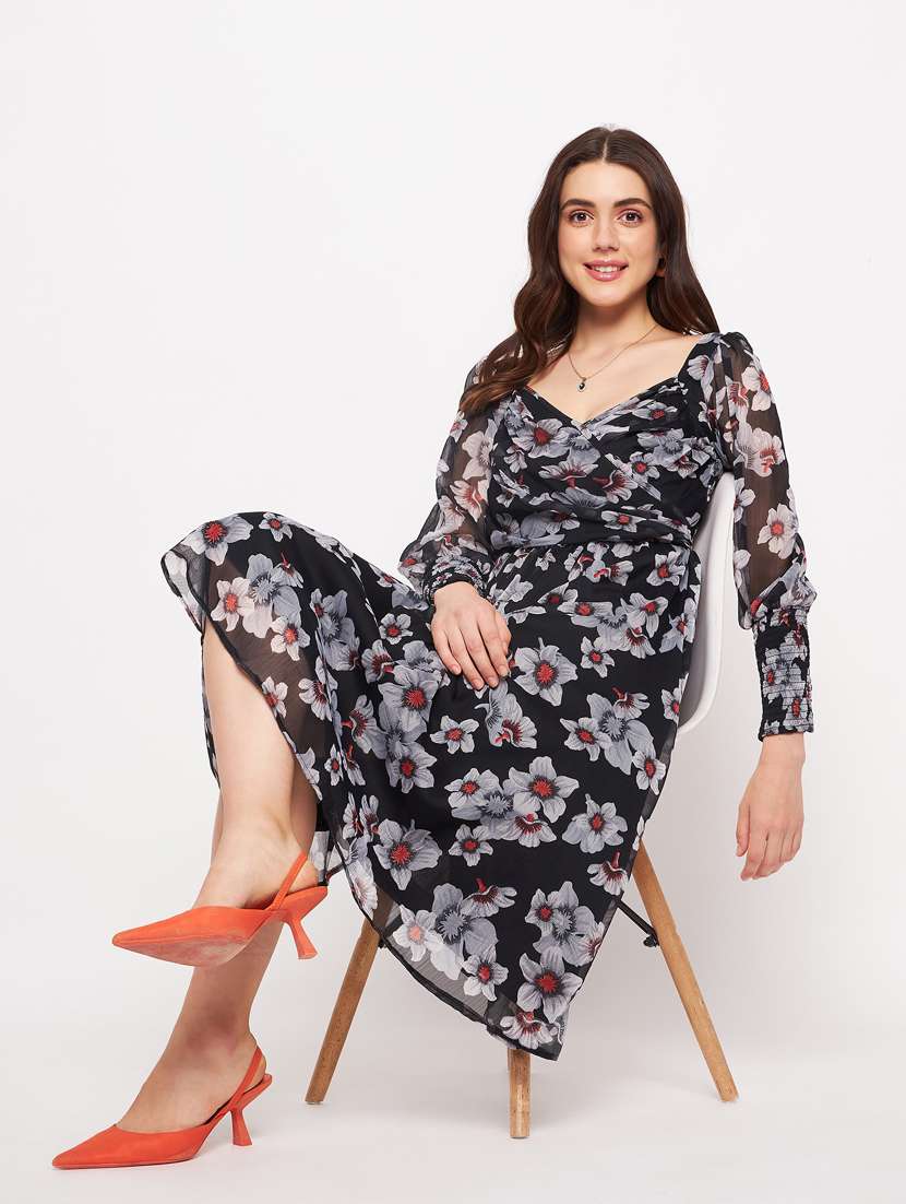 women's fit & flare floral dress - 20178540 -  Standard Image - 4