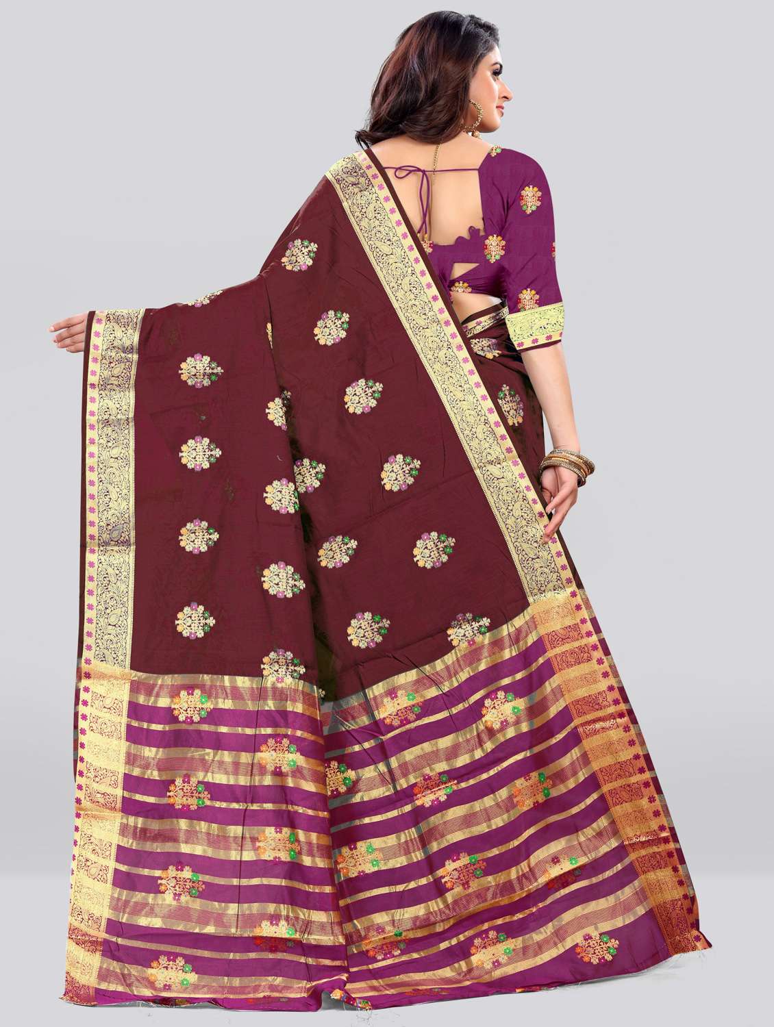 women's self design maroon colored saree with blouse - 20178602 -  Standard Image - 1