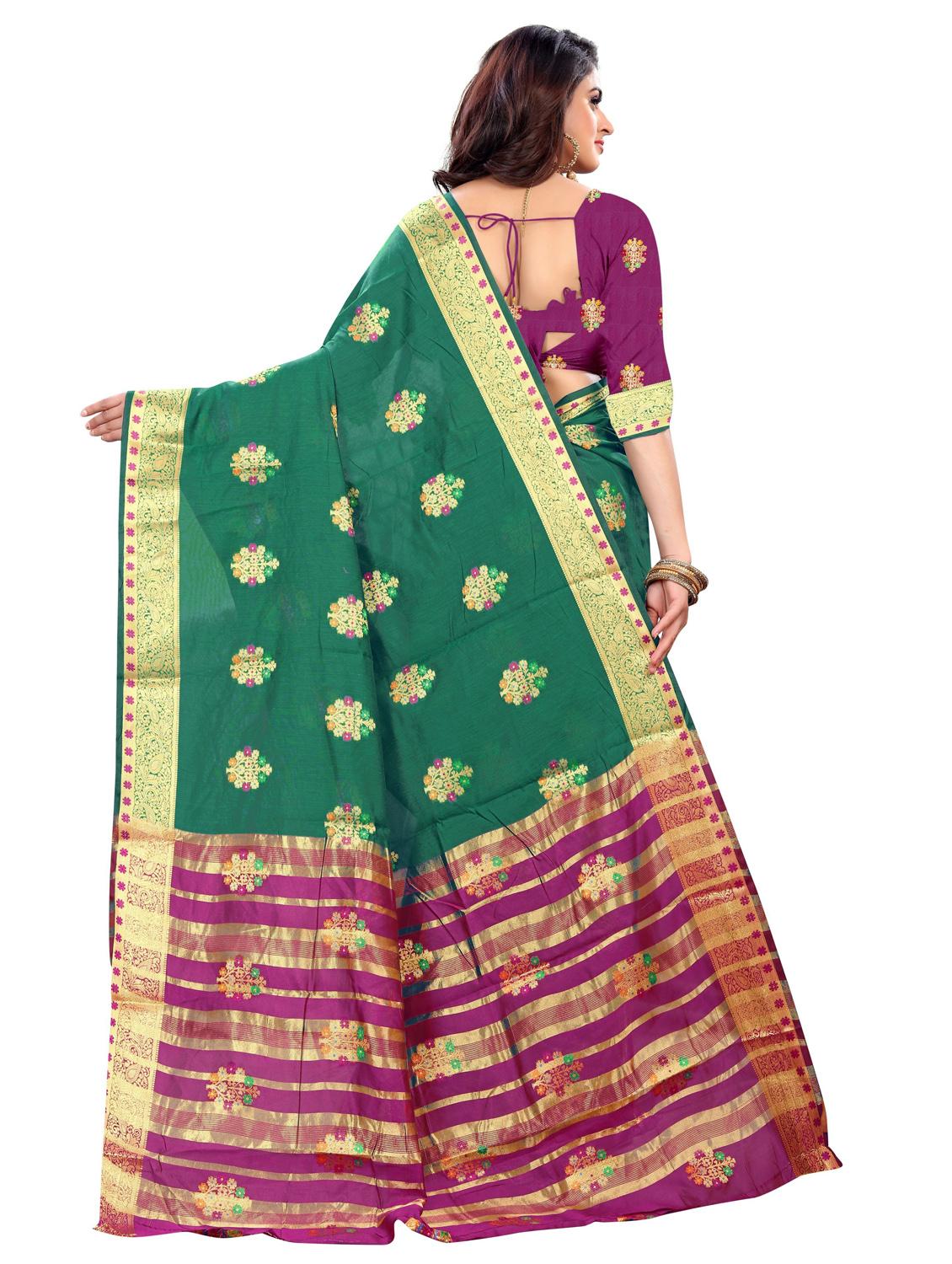 women's self design bottle green colored saree - 20178609 - Standard Image - 1