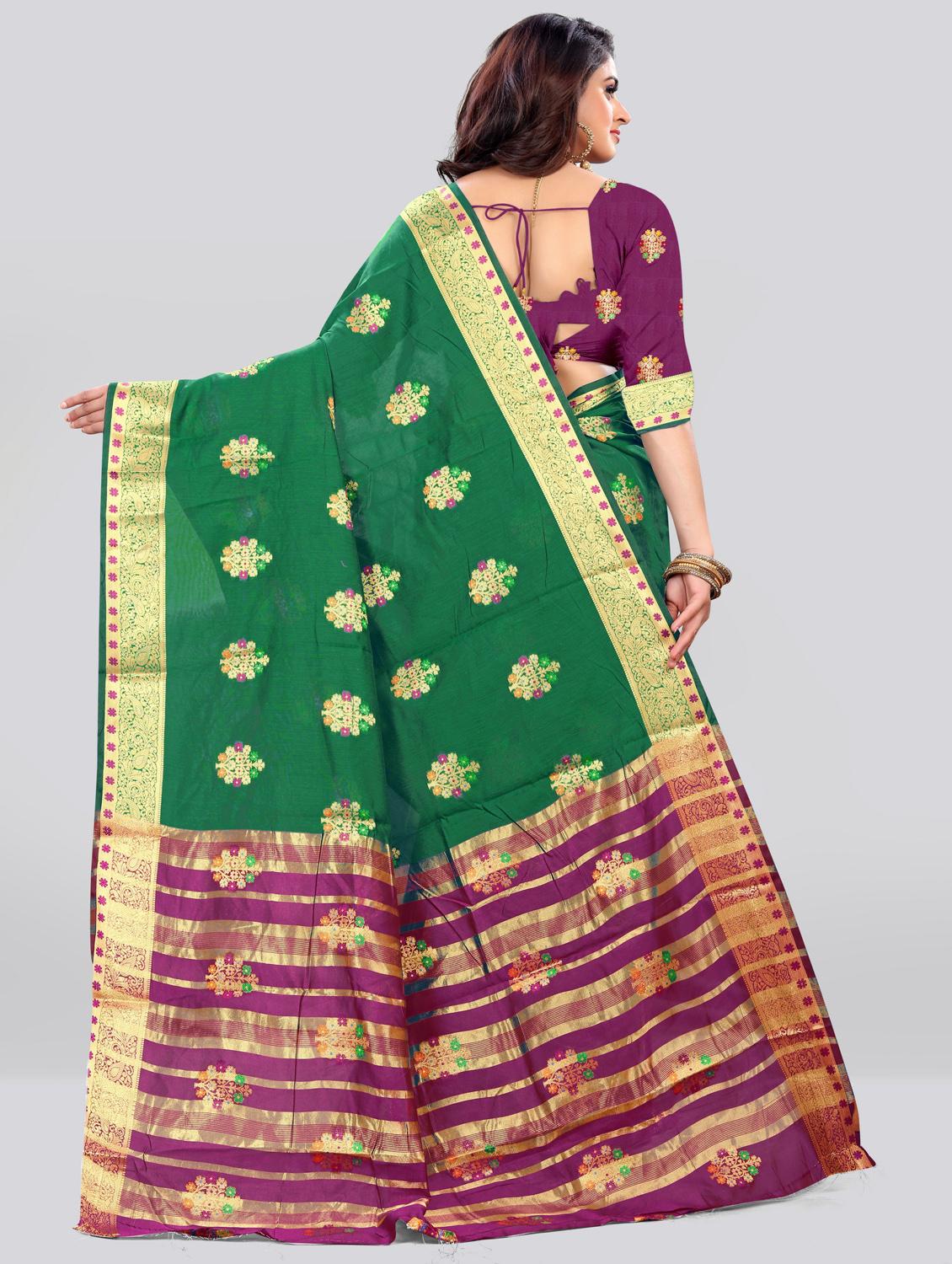 women's self design green colored saree - 20178615 - Standard Image - 1