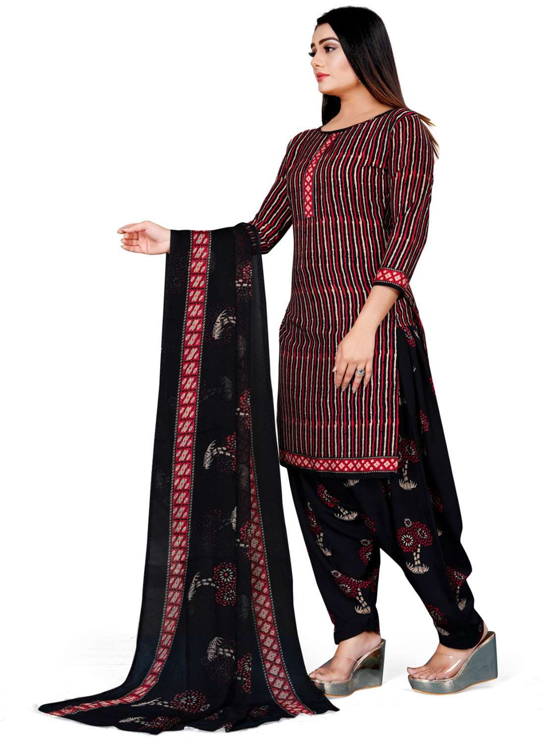 printed unstitched patiyala suits set - 20178761 -  Standard Image - 1