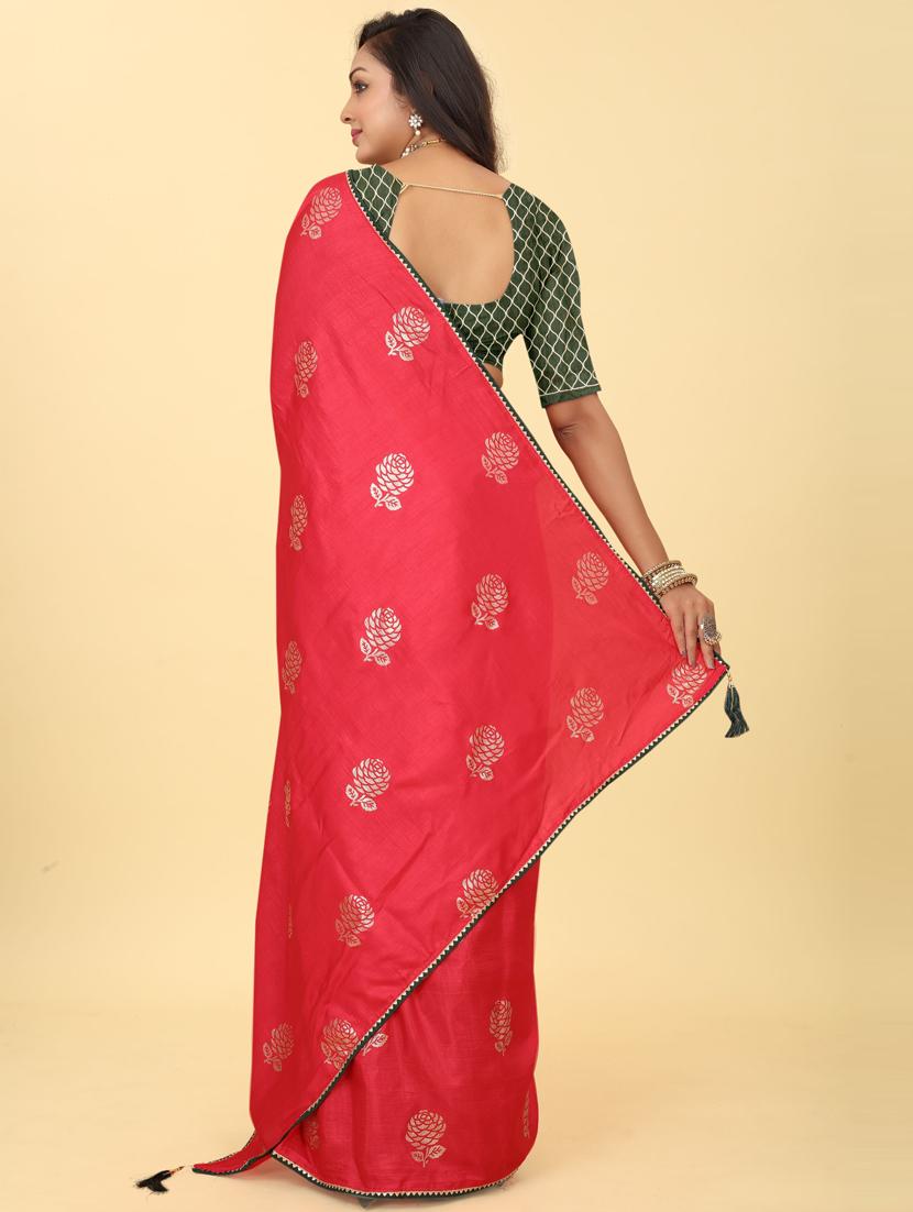 red floral printed saree with blouse - 20178833 -  Standard Image - 1