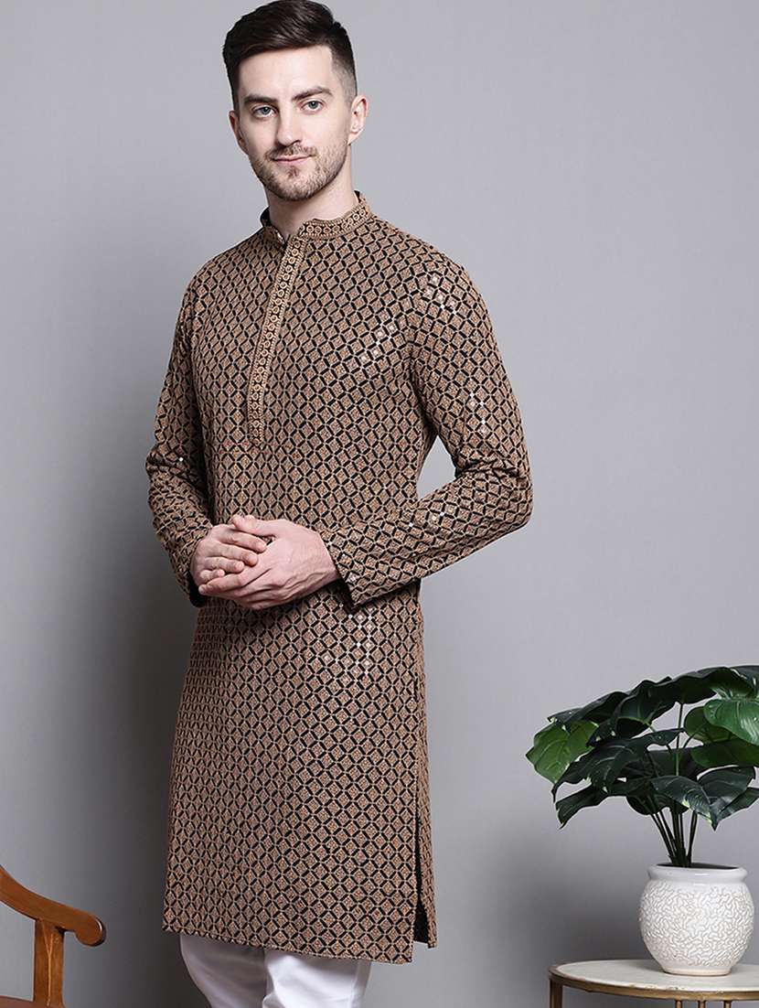 self design embroidered long kurta