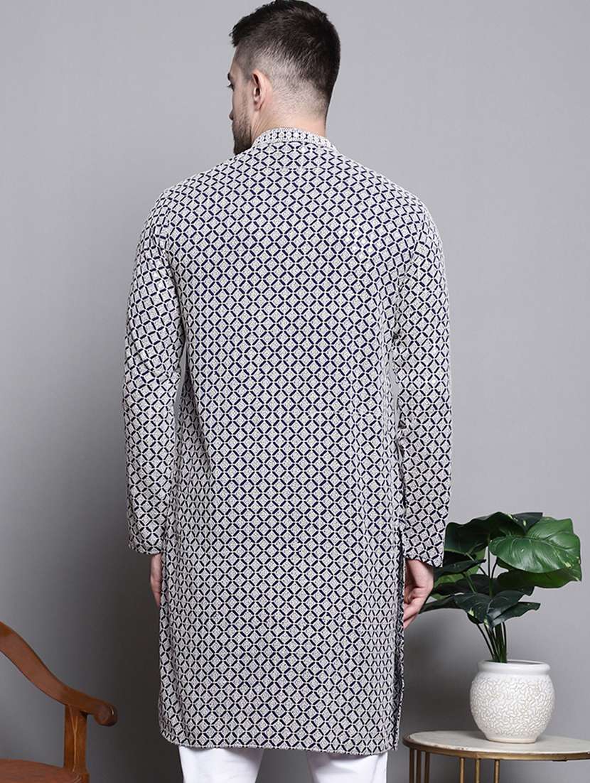 men embroidered long kurta - 20182037 -  Standard Image - 1