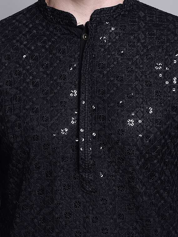 men embroidered long kurta - 20182038 -  Standard Image - 4