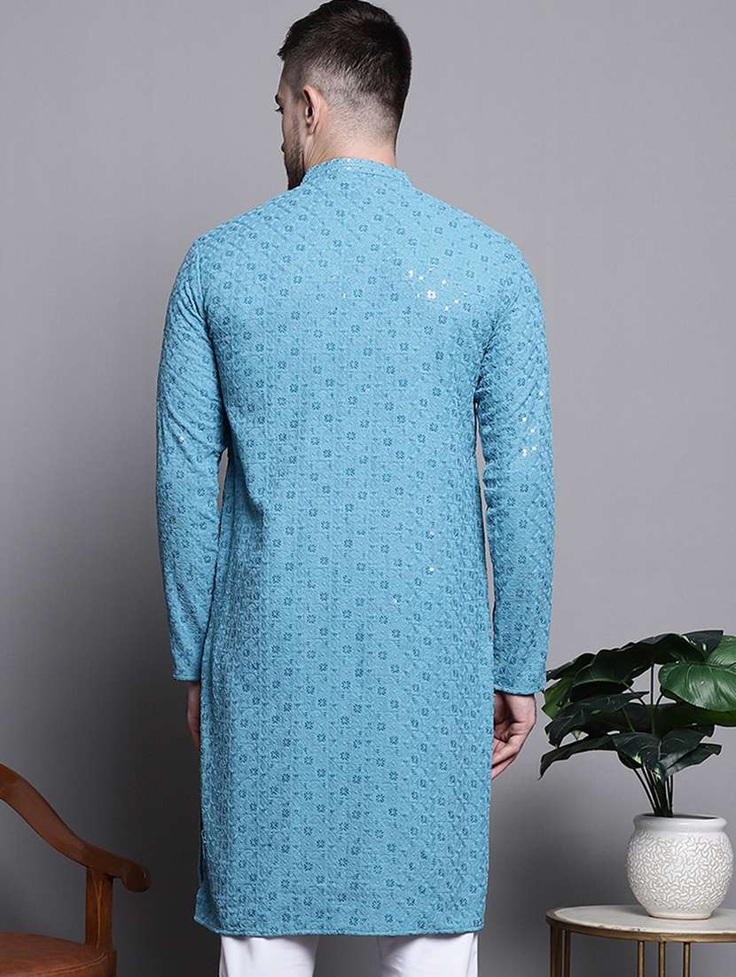 men embroidered long kurta - 20182039 -  Standard Image - 1
