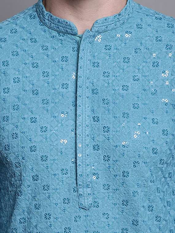 men embroidered long kurta - 20182039 -  Standard Image - 4