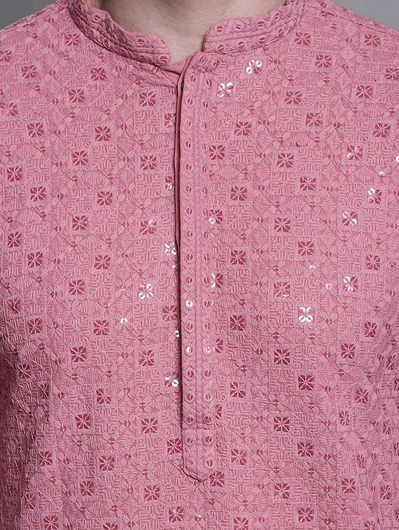 men embroidered long kurta - 20182040 -  Standard Image - 4