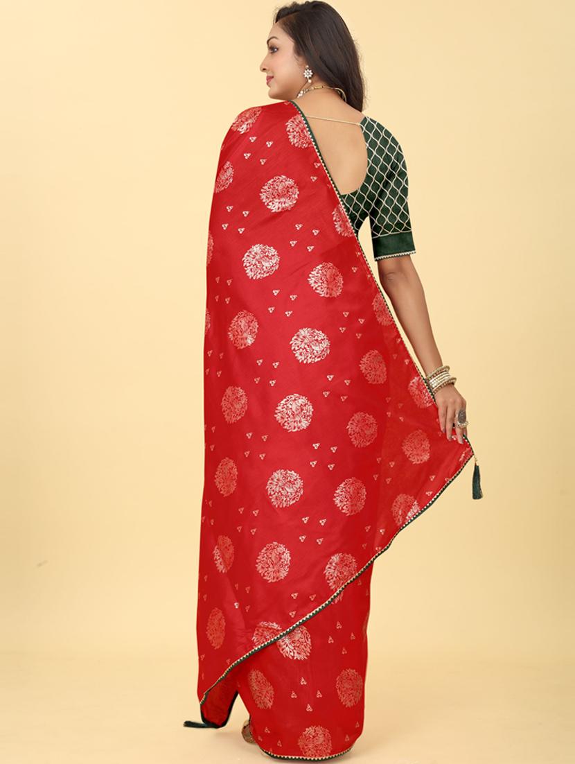 red foil printed saree with blouse - 20182102 - Standard Image - 1