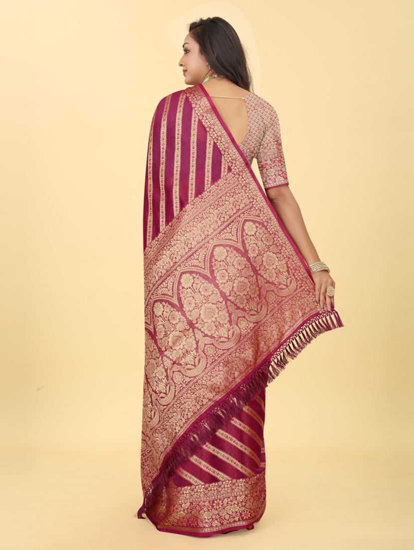 women's self design magenta colored saree - 20182108 - Standard Image - 1