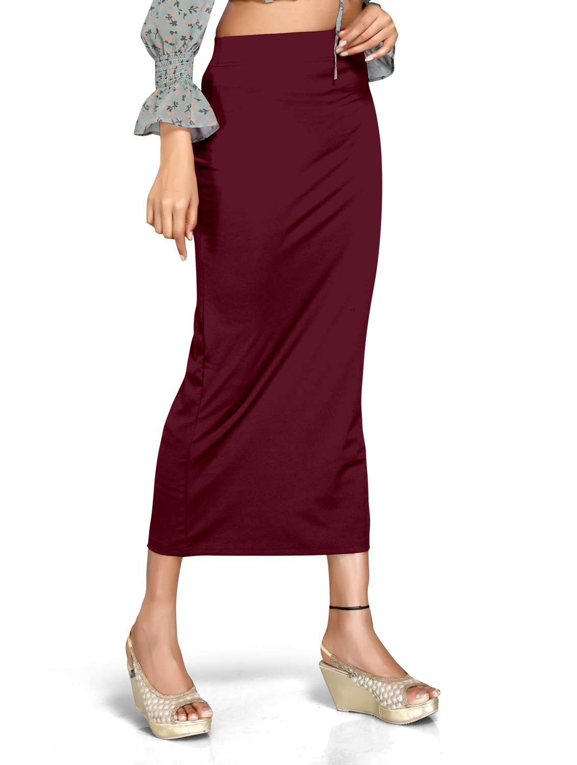 solid side slit saree shapewear - 20182795 -  Standard Image - 1